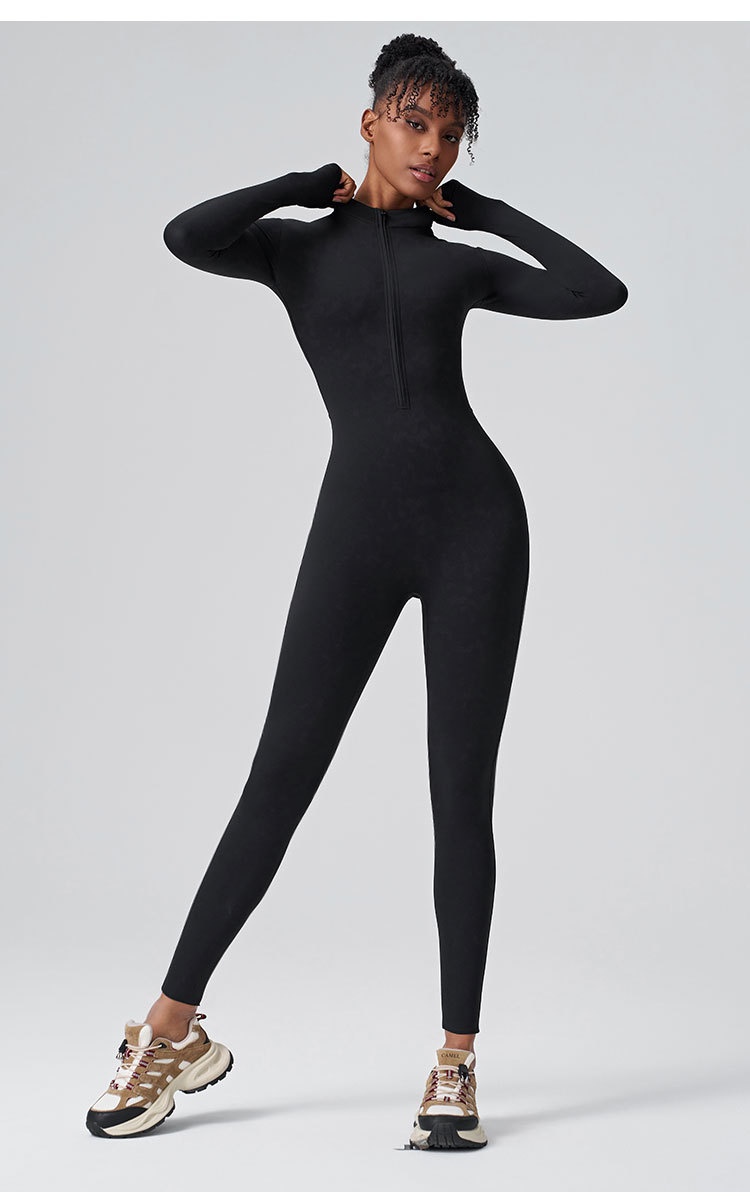 Combinaison de yoga avec fermeture éclair et effet push up_voghion.com