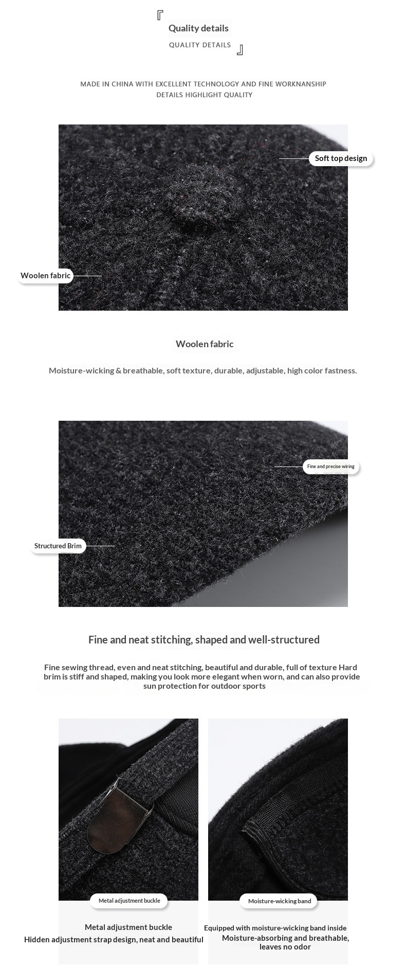 Varm duckbill keps i ull för män höst och vinter_voghion.com