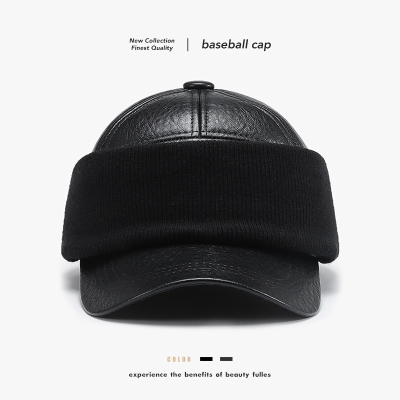 Winter Leather Duckbill Cap Warm Ear Protection For Men_voghion.com