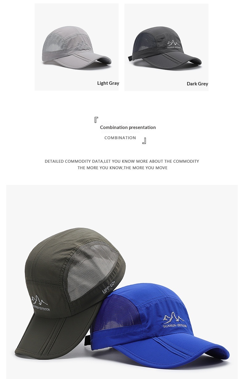 Tor Zur Wildnis Summer Outdoor Protection Casual Sports Sun Foldable Brim Breathable Quick-Dry Baseball Mesh Hat_voghion.com