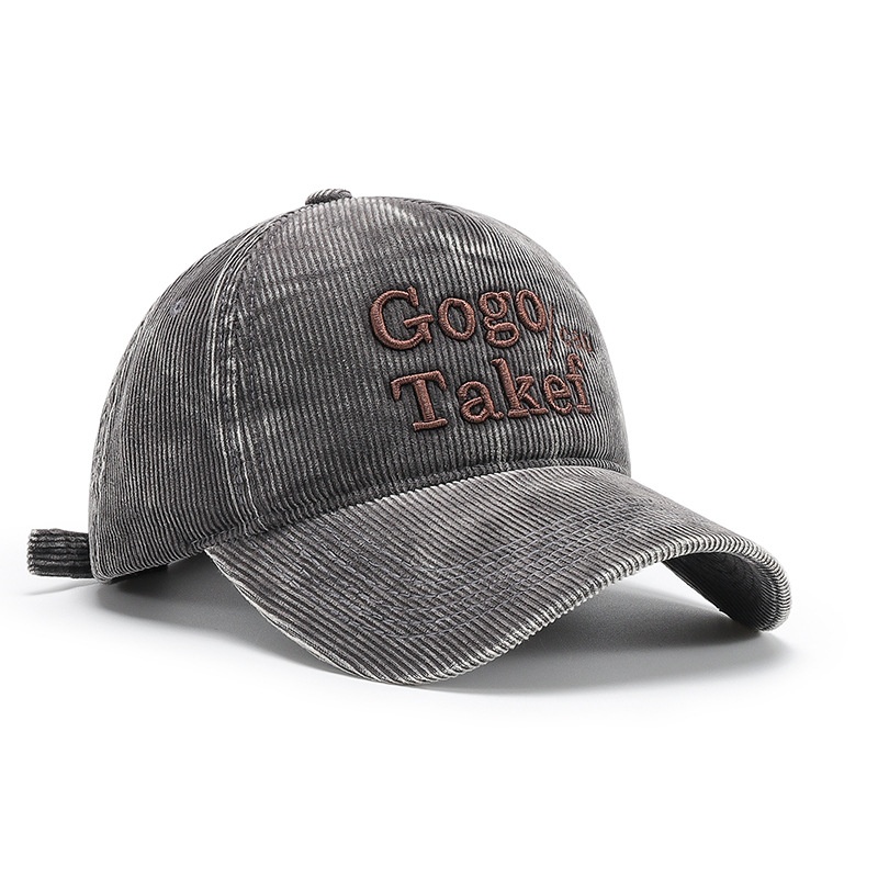 Tor Zur Wildnis Korean Version Ins Fashion Versatile Washed Corduroy Letter Spring And Autumn Embroidery Unisex Retro Baseball Cap_voghion.com