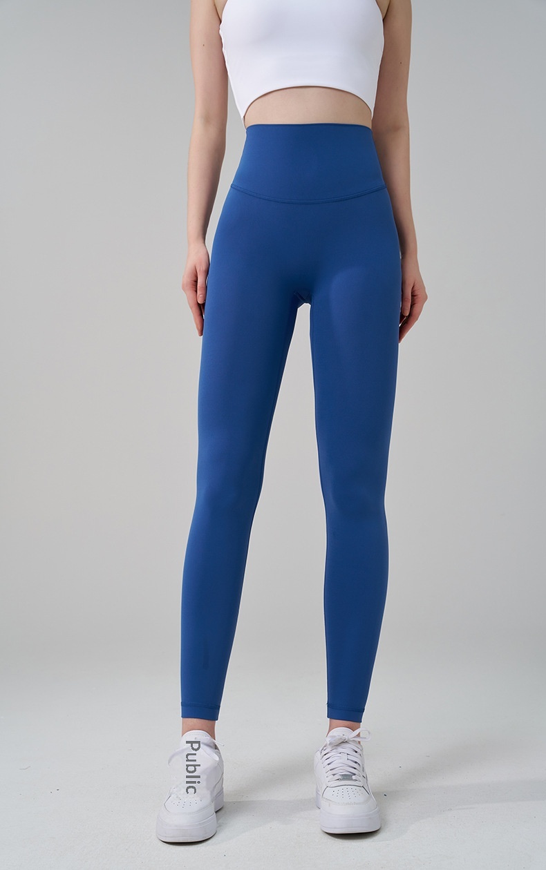 No Embarrassing Lines Double-Sided Brushed Bare Feel Yoga European And American High Waist Peach Lift Sports Fitness_voghion.com