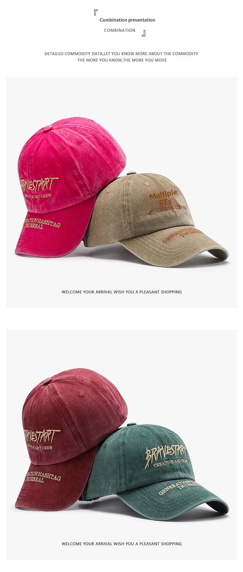 Retro Washed Baseball Cap With Letter Embroidery For Couples_voghion.com