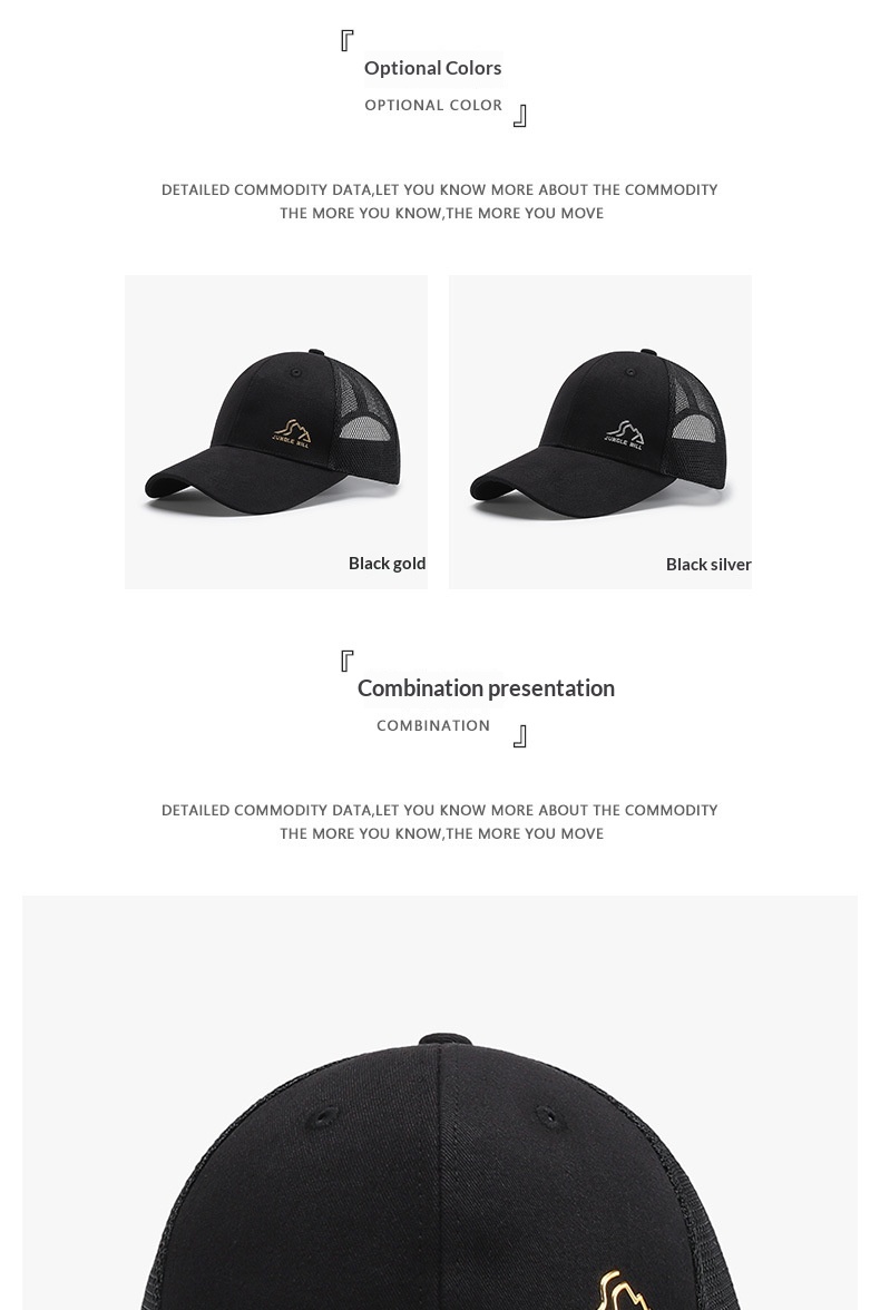 Tor Zur Wildnis Spring And Summer Hard Top Mesh Letter Unisex Black Baseball Cross-Border Outdoor Sun Protection Duckbill Cap_voghion.com