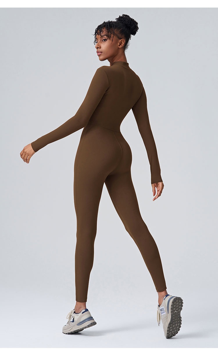Combinaison de yoga avec fermeture éclair et effet push up_voghion.com