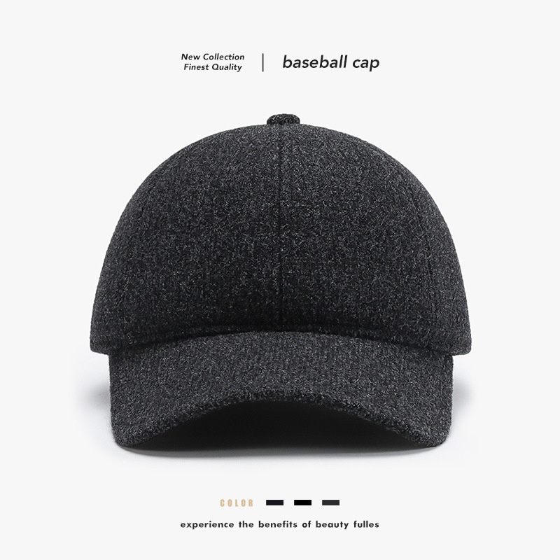 Tor Zur Wildnis Warm Duckbill Cap Grandpa Autumn Ear Protection Wool Cotton Hat For Men Winter Middle-aged And Elderly Large Size_voghion.com