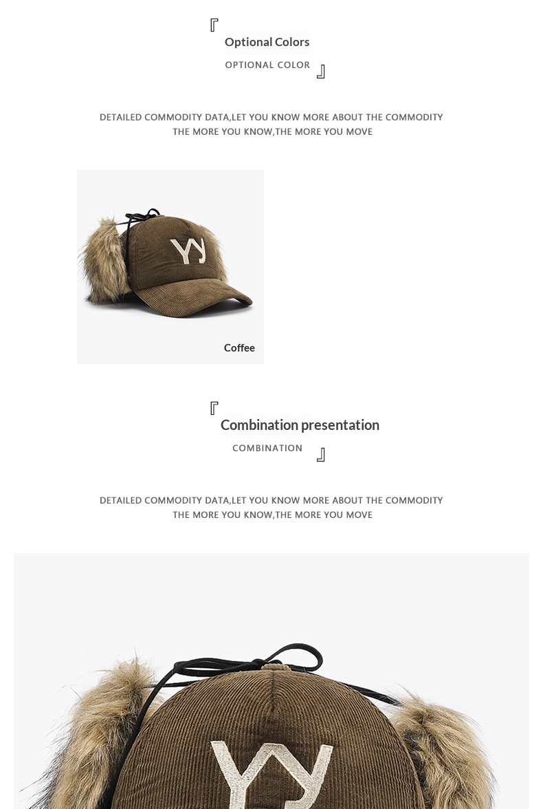Warm Ear Protection Baseball Cap With Corduroy And Embroidery_voghion.com