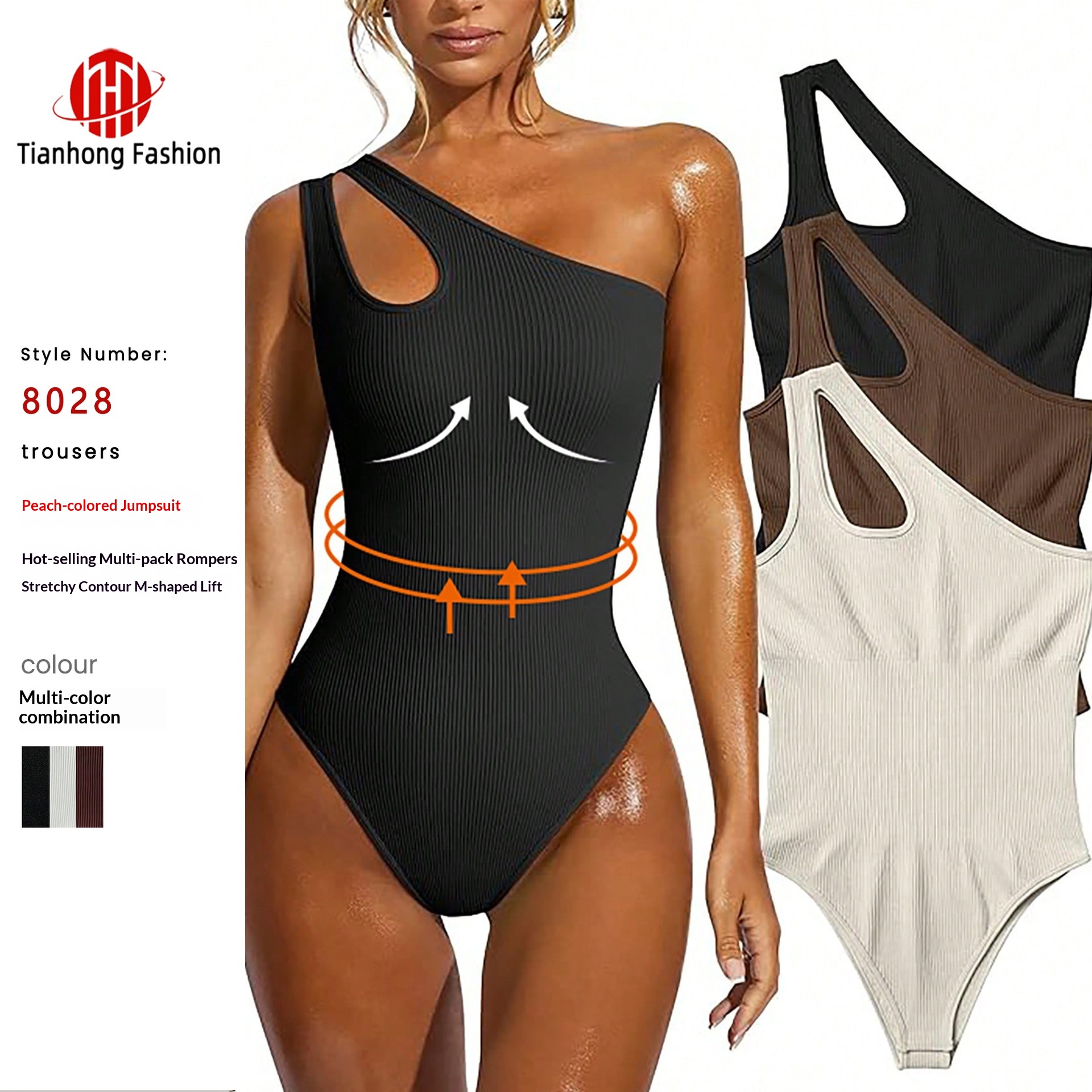 Seamless One-Shoulder Bodysuit Beach Swimsuit Outdoor Sports Fitness One-Piece Yoga Wear For Women Wholesale_voghion.com