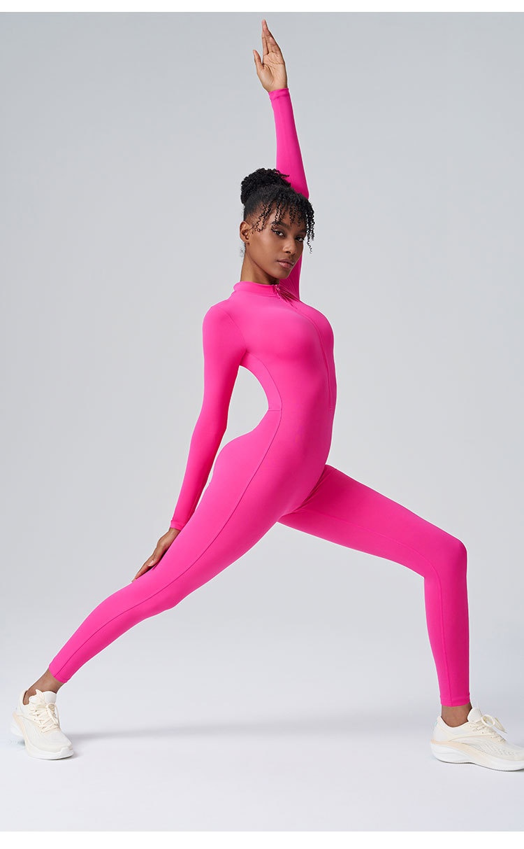 Combinaison de yoga avec fermeture éclair et effet push up_voghion.com