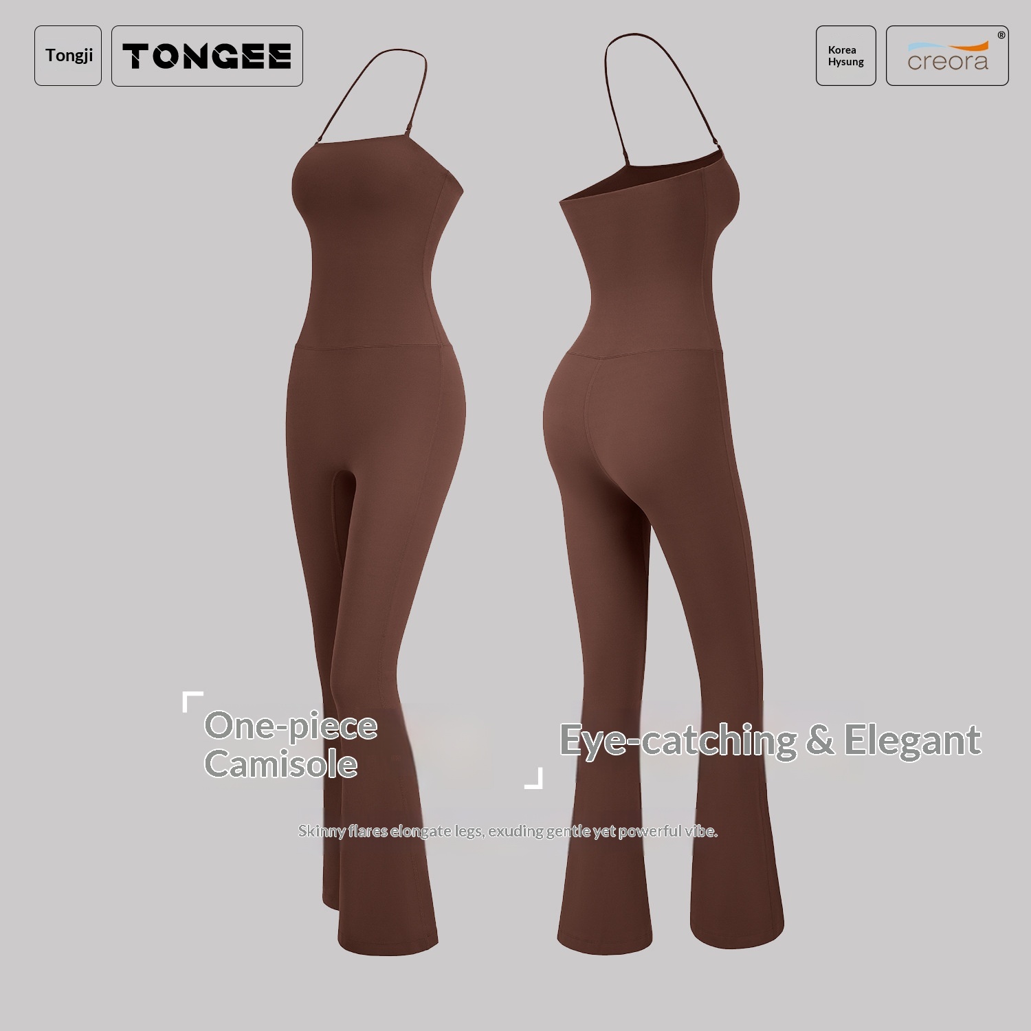Tongji Yoga Antibacterial Bare Sensation Strap Halter Slightly Flared Tight-Fitting One-Piece Pants Sports Pilates_voghion.com