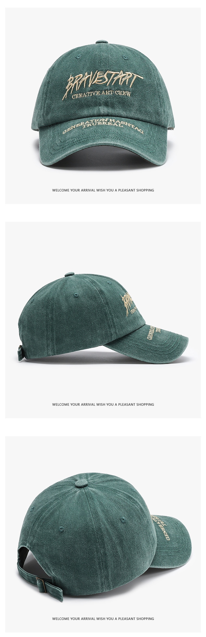 Retro Washed Baseball Cap With Letter Embroidery For Couples_voghion.com