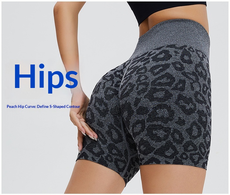 Sömlösa yoga shorts för dam med leopardmönster och push-up_voghion.com