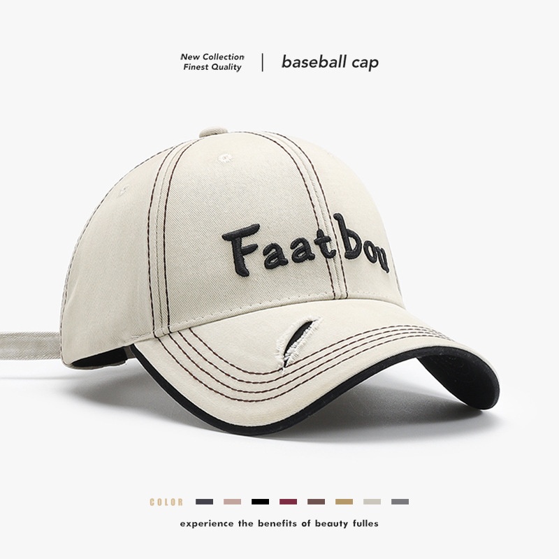 Tor Zur Wildnis Korean Letter Embroidery Washed Baseball Hard Brim Spring Versatile Women's Fashion Hat Retro Street Style Duckbill Cap_voghion.com