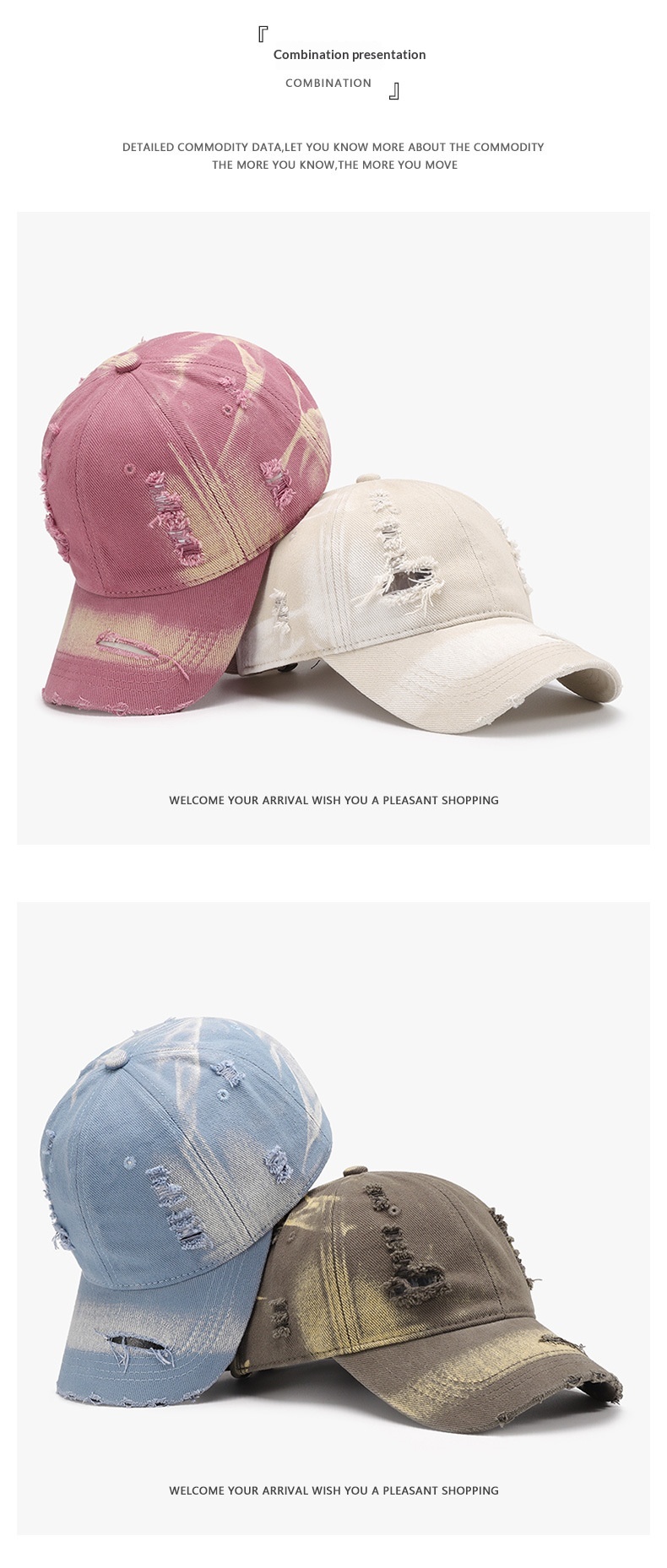 Washed Distressed Baseball Cap For Men Sunshade Curved Brim_voghion.com
