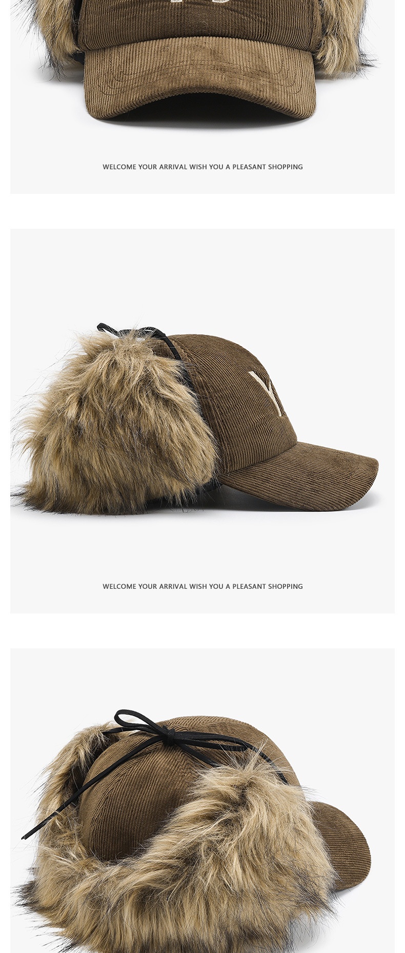 Warm Ear Protection Baseball Cap With Corduroy And Embroidery_voghion.com