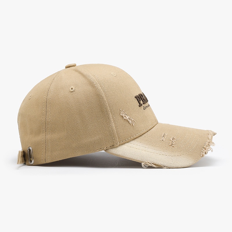 Tor Zur Wildnis New Style Distressed Embroidered Letter Hard Duckbill Hat For Men Women, Spring Autumn, Large Head Circumference, Wide_voghion.com