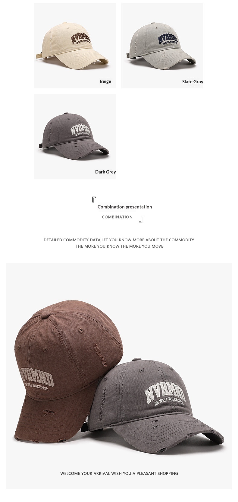 Vintage basebollkeps med broderade bokstäver och sliten look_voghion.com