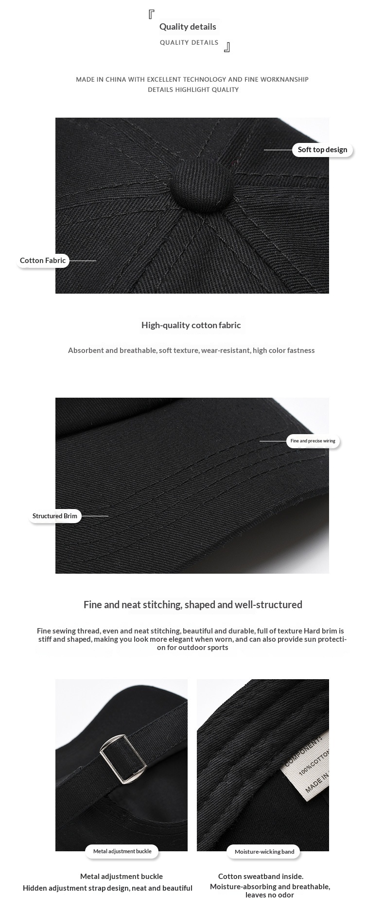 Baseball Cap Breathable Curved Brim Unisex Plain For All Seasons_voghion.com