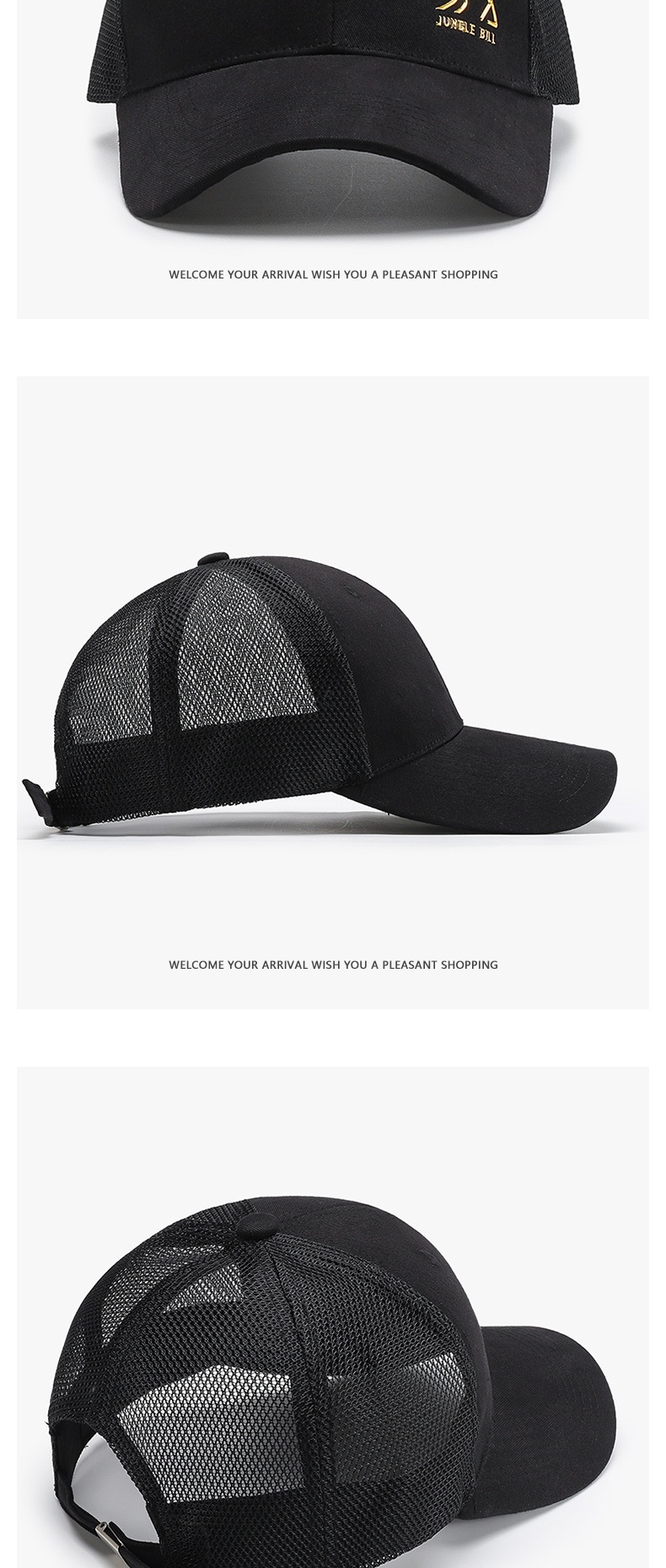 Tor Zur Wildnis Spring And Summer Hard Top Mesh Letter Unisex Black Baseball Cross-Border Outdoor Sun Protection Duckbill Cap_voghion.com