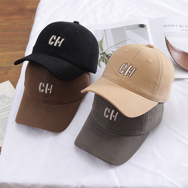 Tor Zur Wildnis Neuer Soft-Top-Hut mit besticktem Buchstaben, Gesichtsverschlankung, Frühlings-Herbst-vielseitige Baseball-Entenschnabelmütze im koreanischen Stil, Sonne_voghion.com