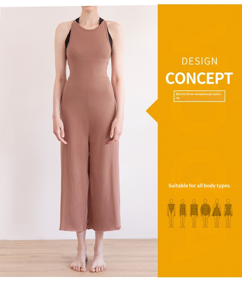 Yoga Jumpsuit With Open Back And Wide Leg Strappy Design_voghion.com