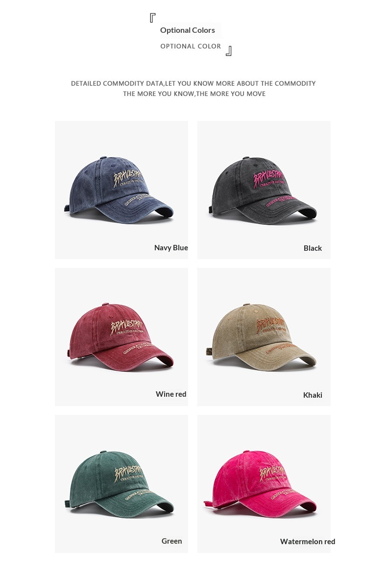 Retro Washed Baseball Cap With Letter Embroidery For Couples_voghion.com