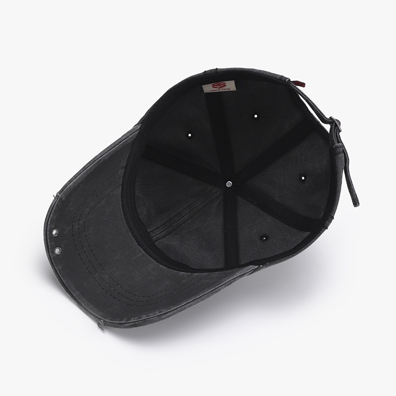 Tor Zur Wildnis Black Letter 3D Embroidery Washed Unisex Spring Soft Top Baseball Outdoor Curved Brim Versatile Cap_voghion.com