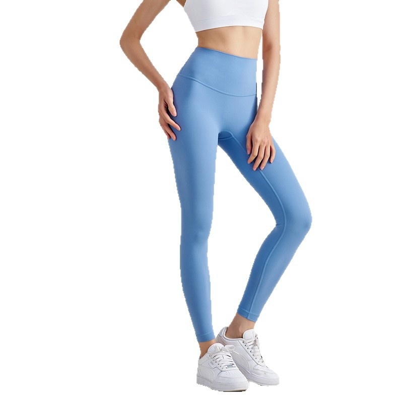 No Embarrassing Lines Double-Sided Brushed Bare Feel Yoga European And American High Waist Peach Lift Sports Fitness_voghion.com