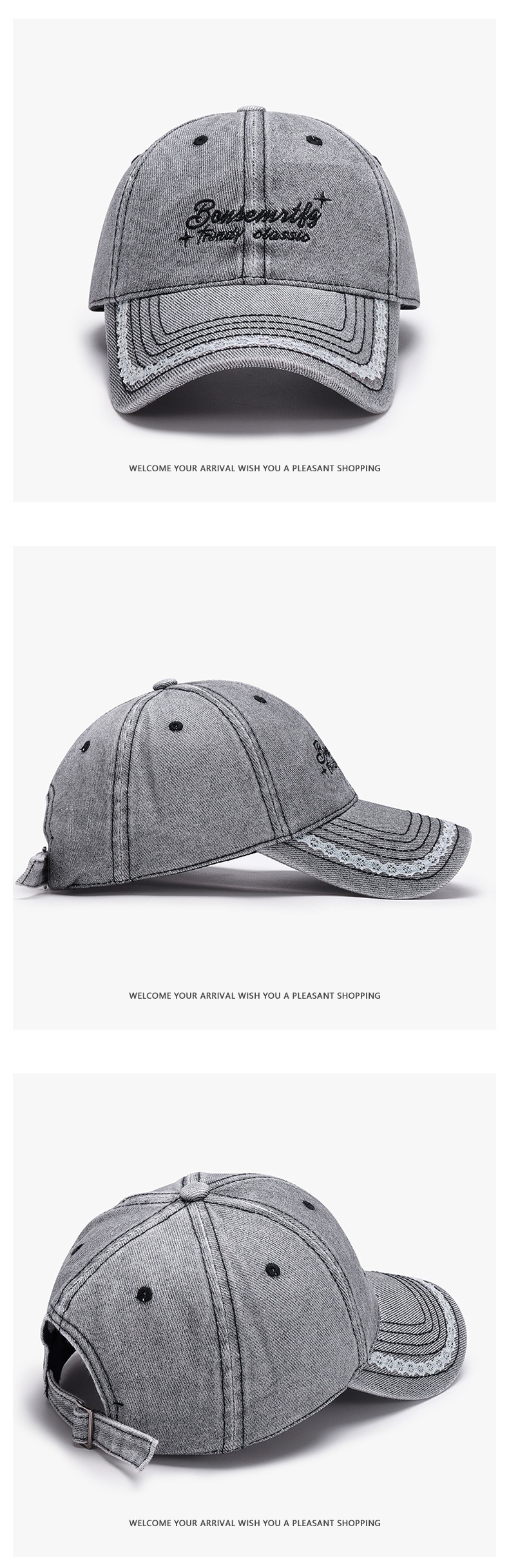 Baseball Cap For Outdoor Sun Protection With Embroidery Black_voghion.com
