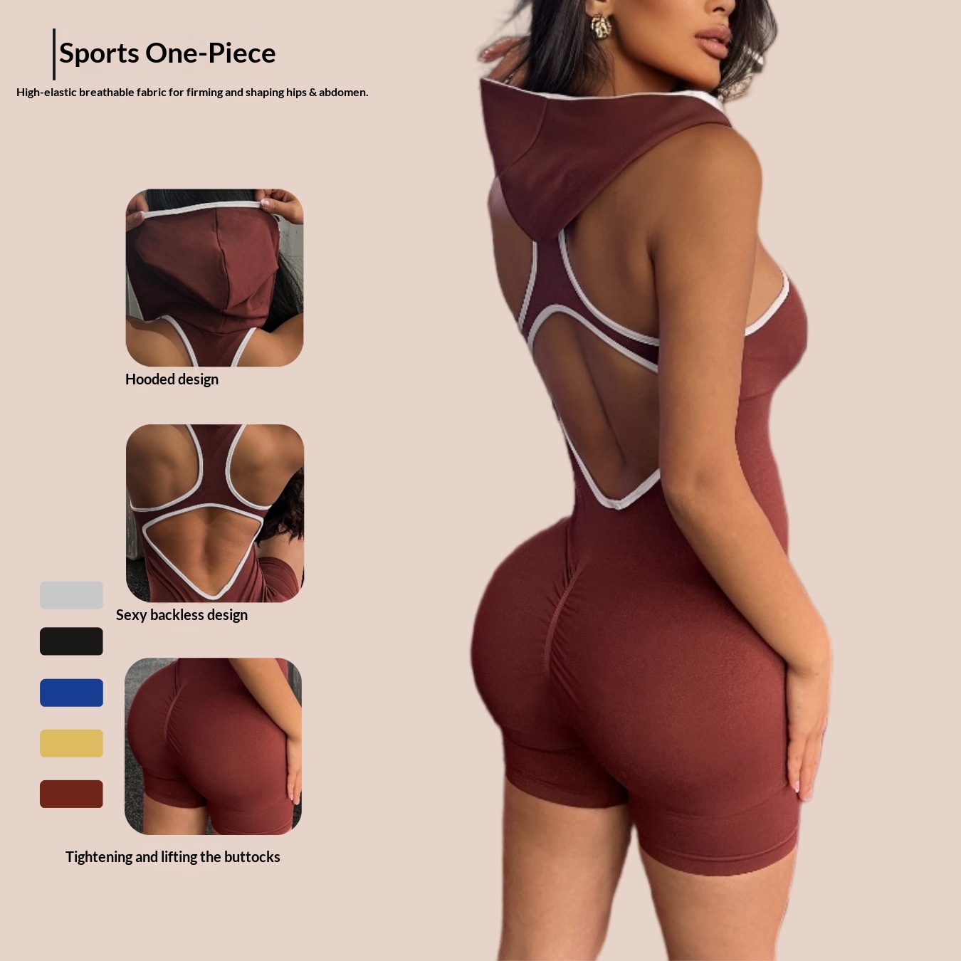 Clothing Outdoor Sports Hooded Fitness Quick-Dry Women's Slimming Hip-Lifting Yoga Pants Shaping One-Piece_voghion.com