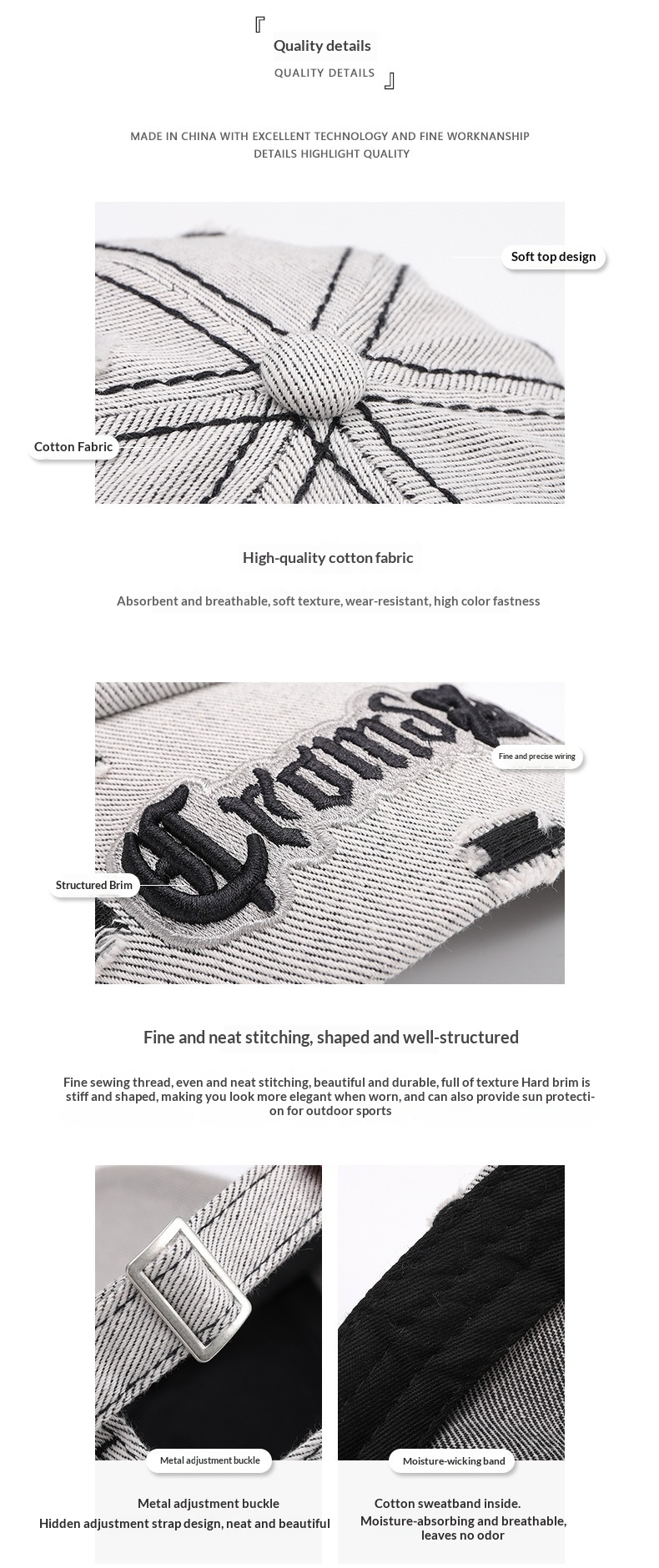 Tor Zur Wildnis Spring Color-Block Distressed Letter Embroidery Men's Large Head Circumference Personality Fashion Baseball Women's_voghion.com