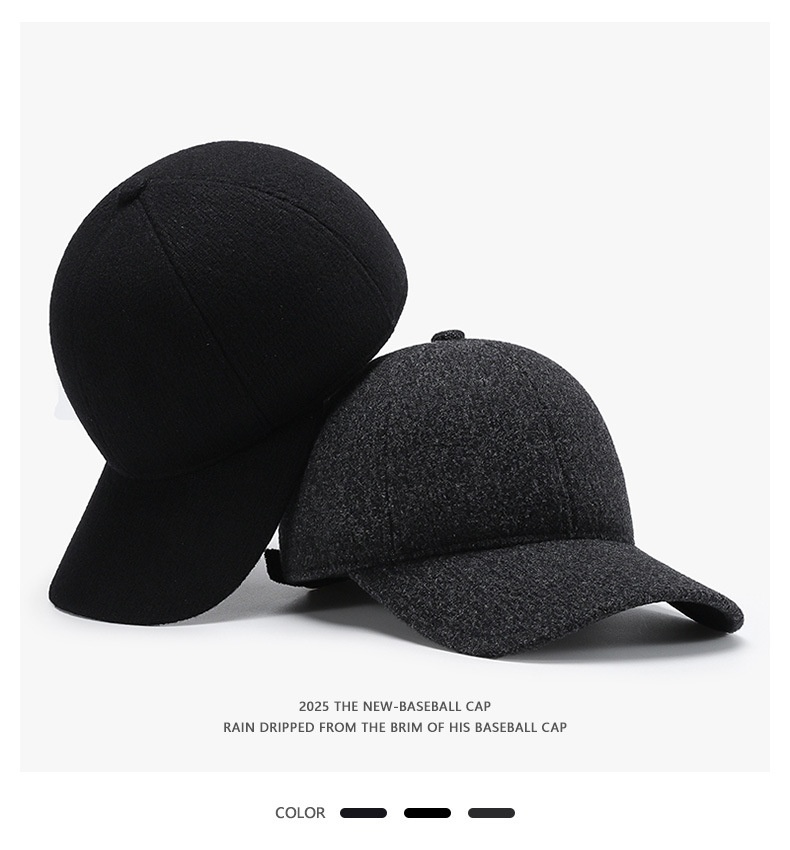 Varm duckbill keps i ull för män höst och vinter_voghion.com