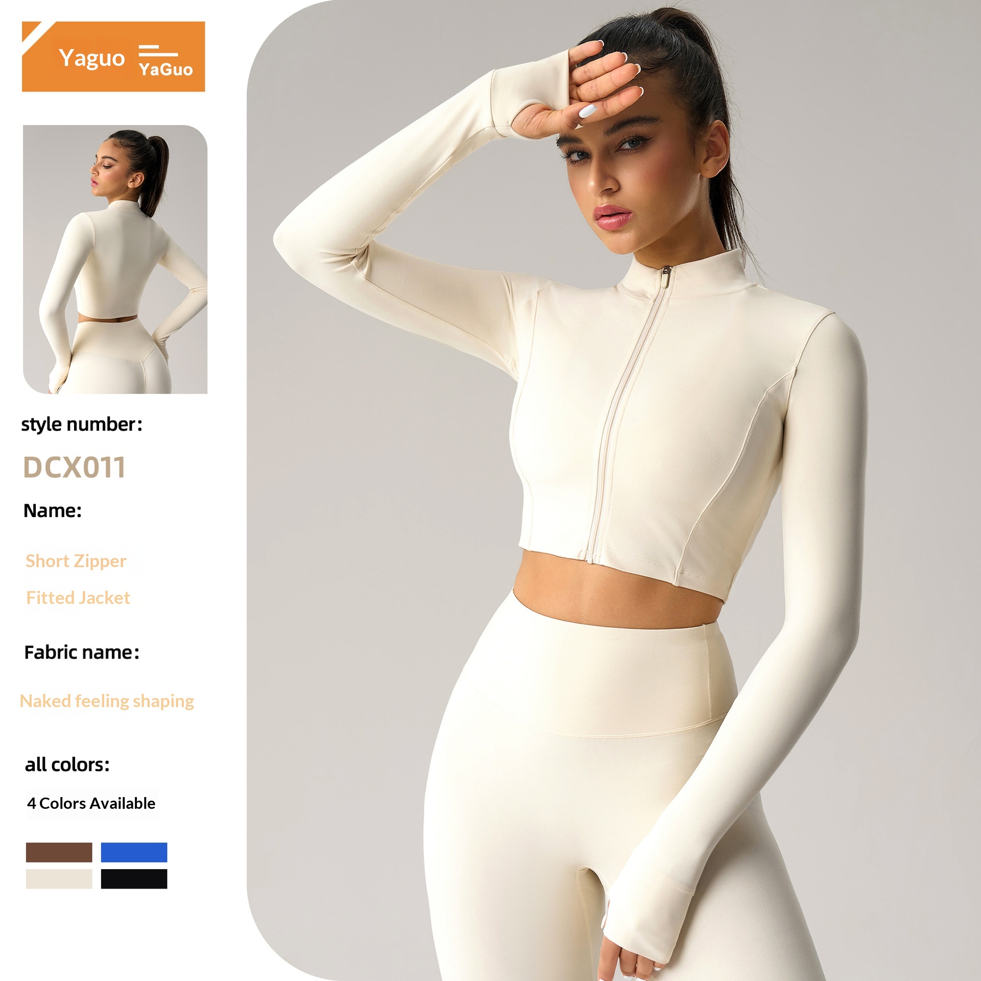 Cross-Border European And American Tight-Fitting Short Zipper Sports Jacket Women Outdoor Running Fitness Yoga Clothes_voghion.com