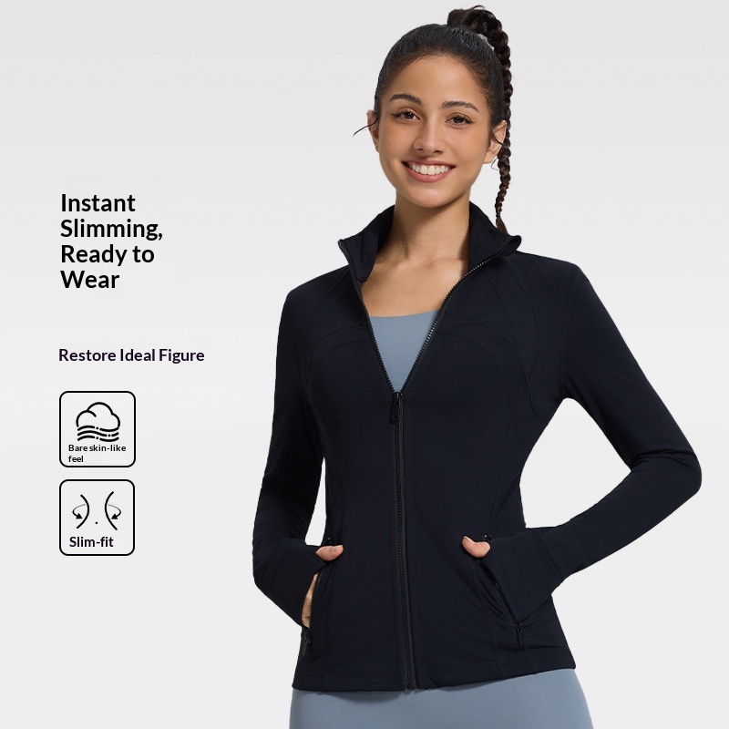 Yoga-Langarmjacke für Herbst und Winter – Hochwertiges Tragegefühl – Schmale Passform – Sportoberteil für Damen – Figurformend – Fitnessbekleidung_voghion.com