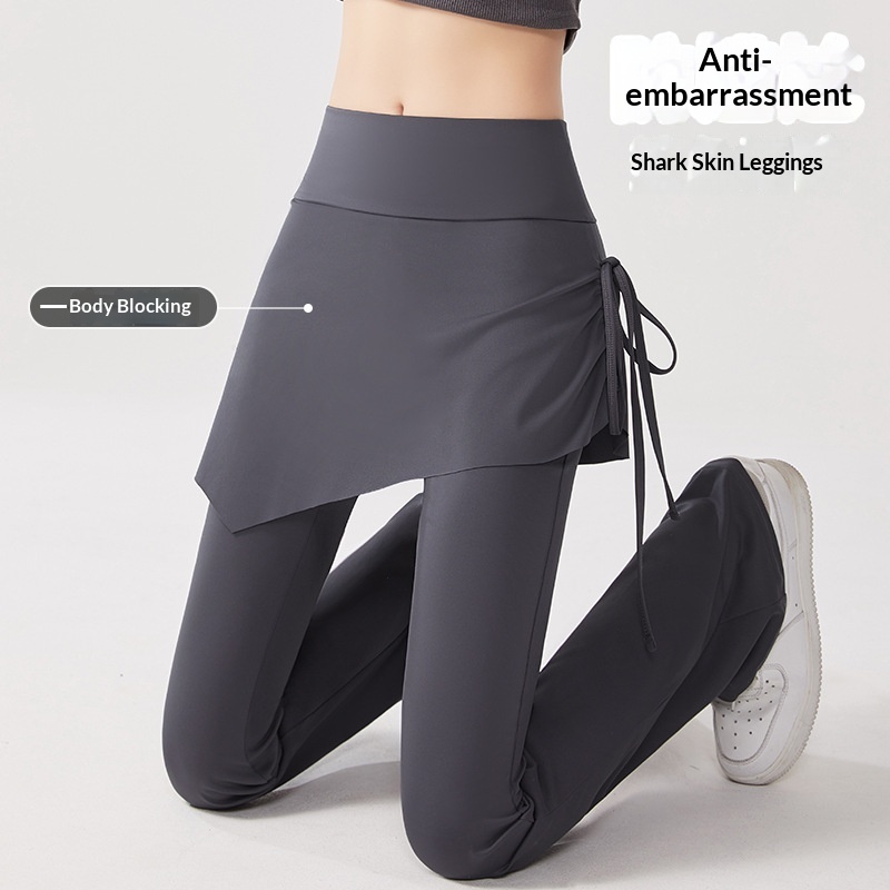 Yoga-Zweiteiler-Rock, hochtailliert, hüfthebend, eng anliegend, blickdicht, ausgestellt, Pilates-Sport-Fitnesshose_voghion.com