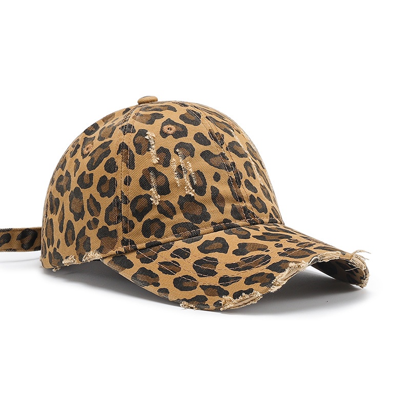 Tor Zur Wildnis Korean Retro Leopard Print Baseball Cap Women, Spring And Summer, Distressed Casual Duckbill Cap, Face Slimming, Trendy_voghion.com