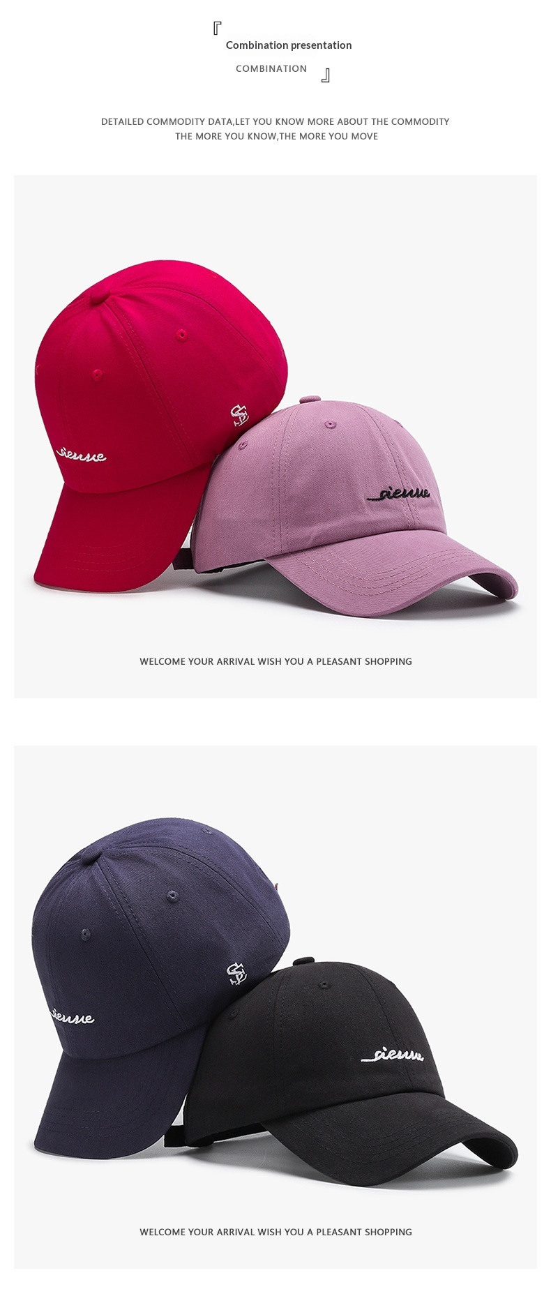 Baseball Cap Unisex Brushed Soft Top With Letter Embroidery_voghion.com