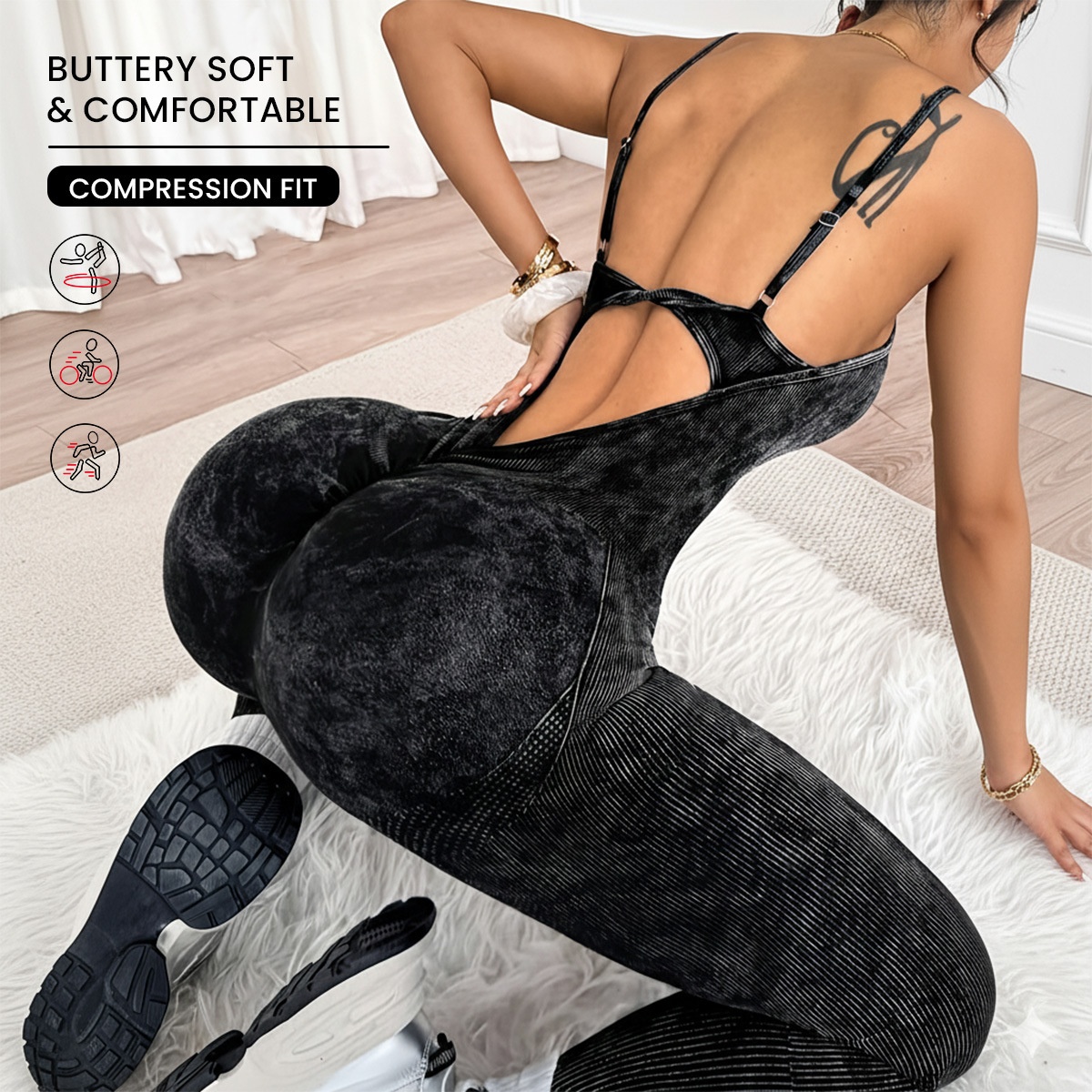 Cross-Border Seamless Beauty Yoga Hip Lift Slim Sexy Back V Backless Matte One-Piece Long Pants Fitness Suit_voghion.com
