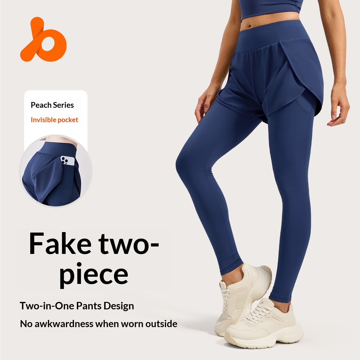 Juyitang Zweiteilige Sport-Leggings für Damen, hoher Bund, elastischer Po-Lift, schmale Passform, Lauf- und Yogahose mit Tasche_voghion.com