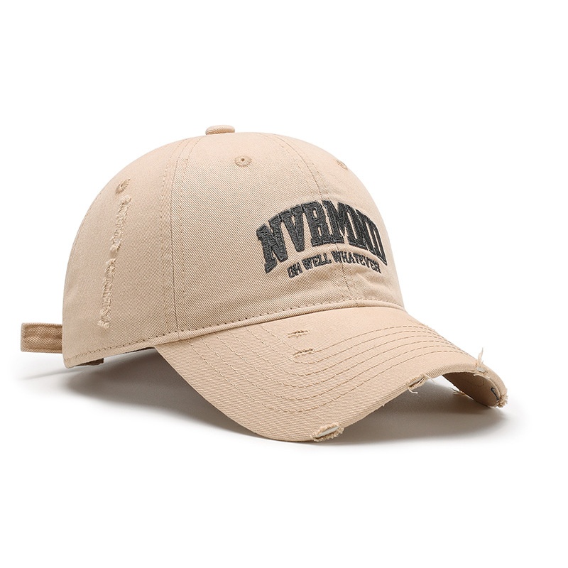 Tor Zur Wildnis Washed Distressed Letter Embroidery Unisex Fashion Baseball Spring Soft Top Outdoor Sports Cap_voghion.com