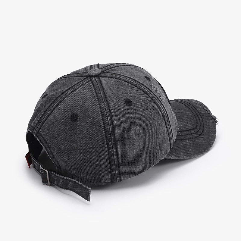 Tor Zur Wildnis Black Letter 3D Embroidery Washed Unisex Spring Soft Top Baseball Outdoor Curved Brim Versatile Cap_voghion.com