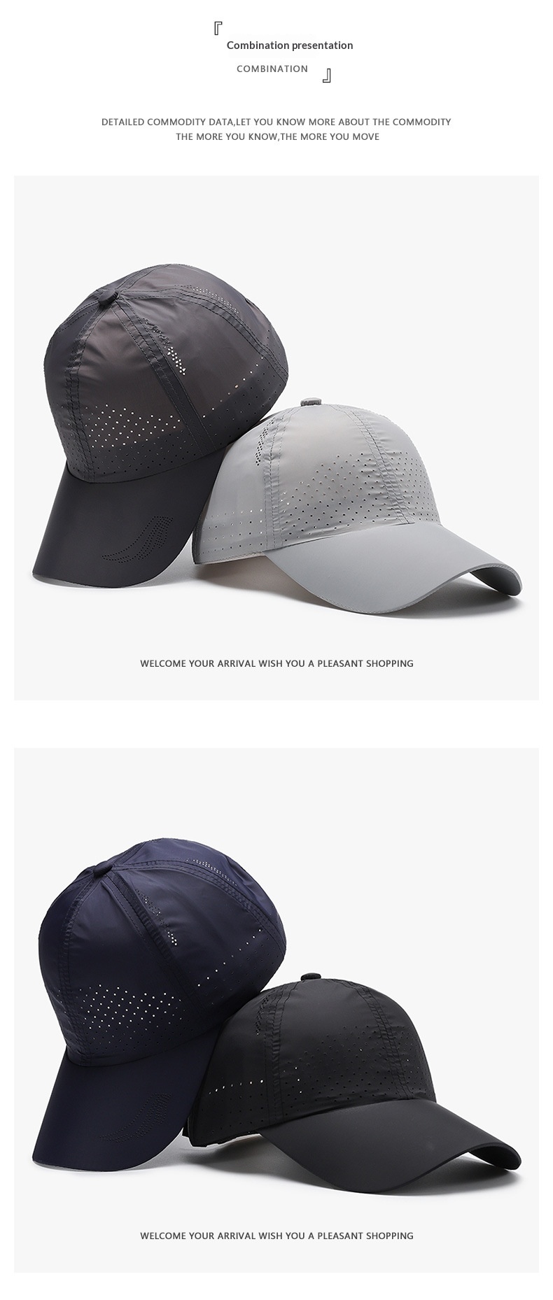 Geperforeerde baseball cap lichtgewicht sneldrogend sport_voghion.com