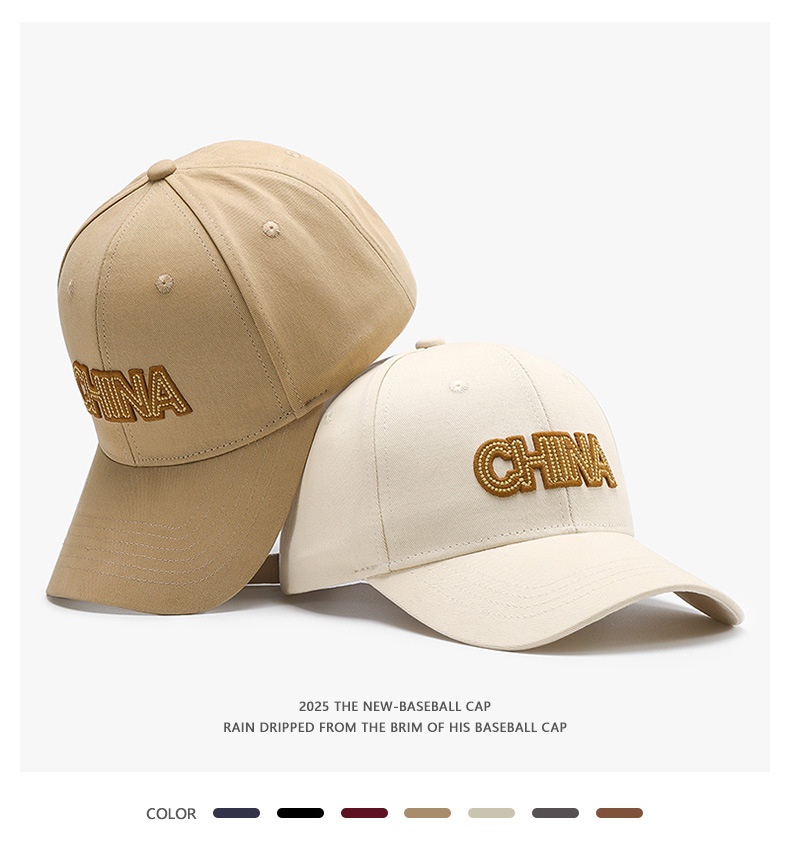 Gorra de béisbol con visera y bordado de letras para mujer_voghion.com