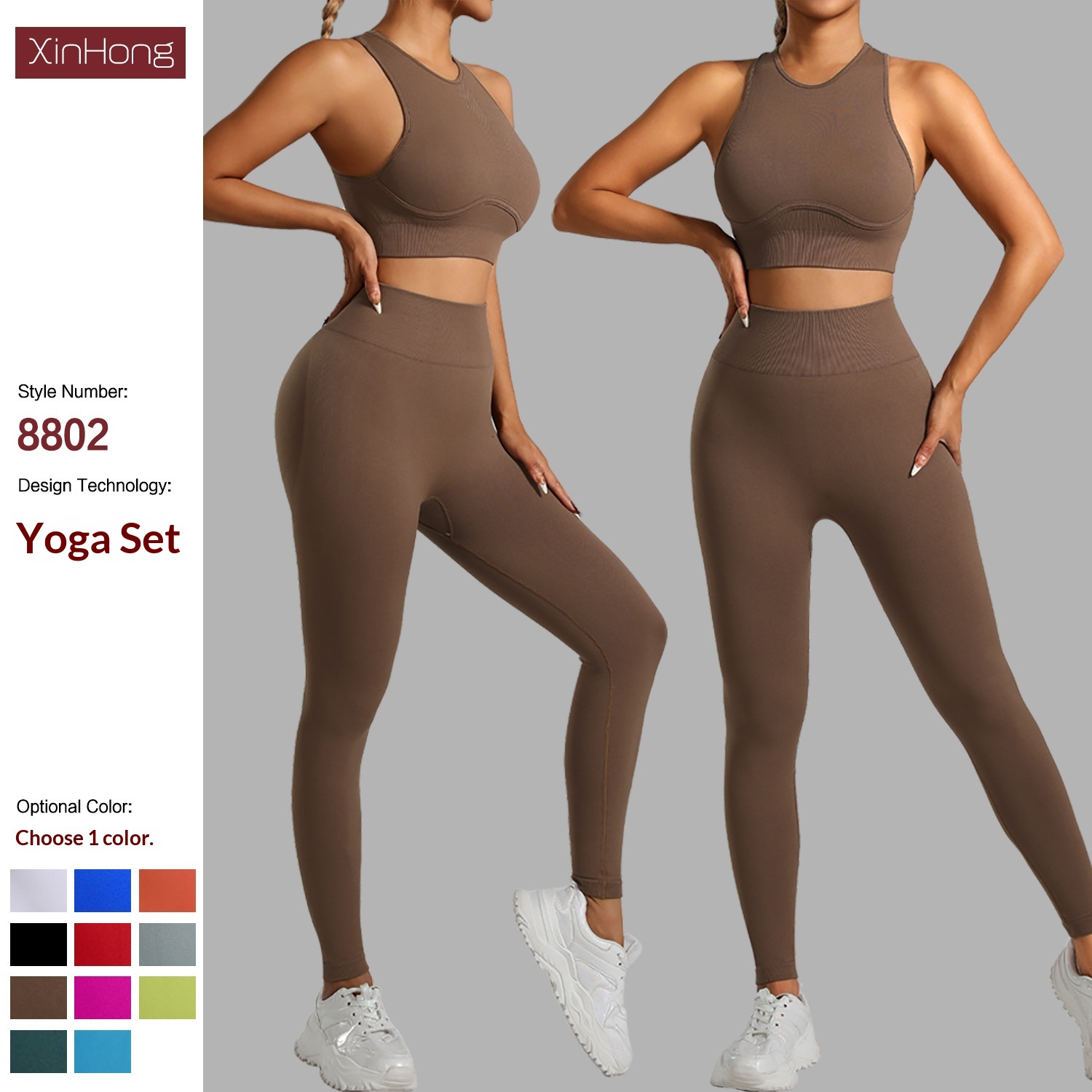European And American Style Seamless Outfit High-Intensity Running Fitness Sports Ribbed Tank Top Bra Yoga Set_voghion.com