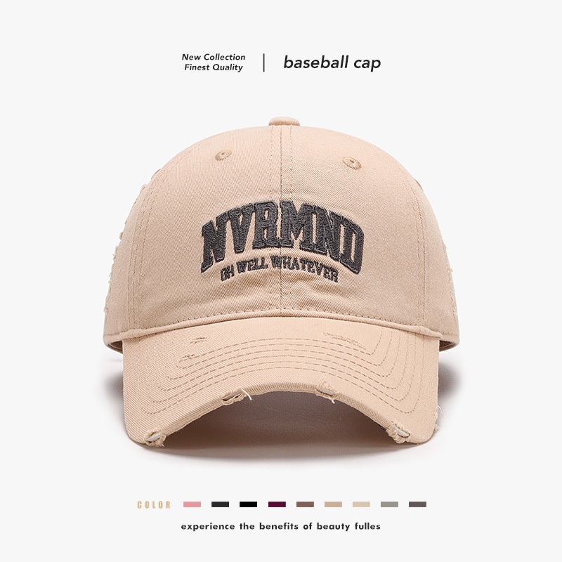 Tor Zur Wildnis Washed Distressed Letter Embroidery Unisex Fashion Baseball Spring Soft Top Outdoor Sports Cap_voghion.com