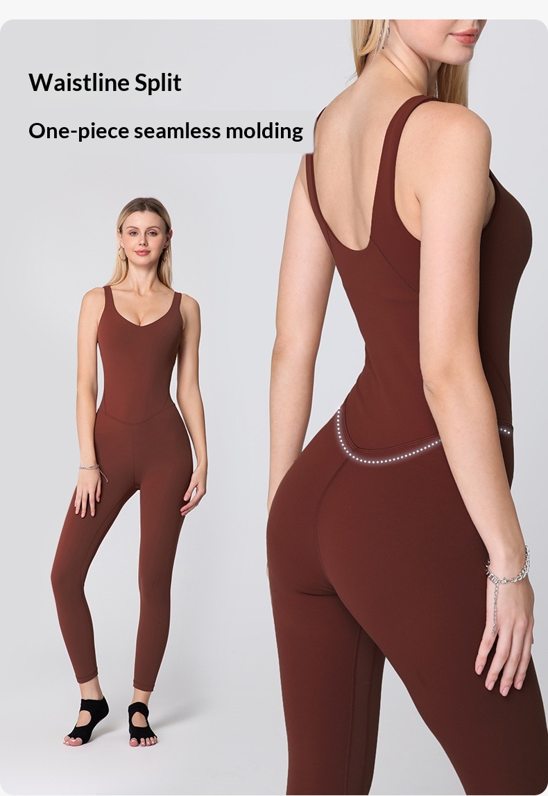 Macacão de yoga acolchoado para mulher com costas abertas_voghion.com