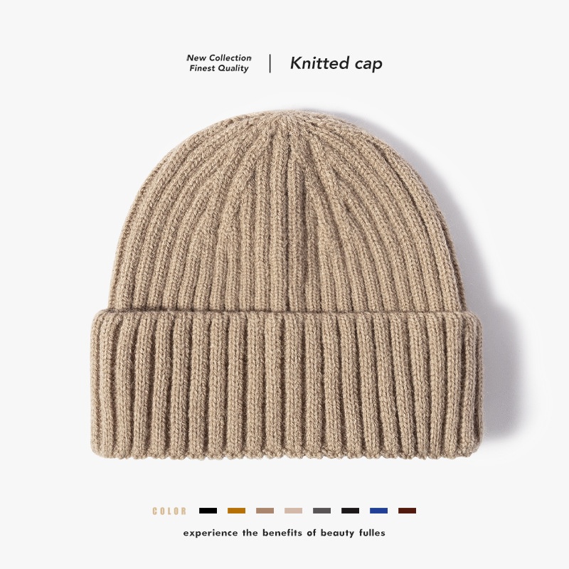 Tor Zur Wildnis Korean Style Autumn Winter Warm Knitted Short Melon Skin Men's Round Top Wool Women's Retro Brimless Cold Hat Trendy_voghion.com