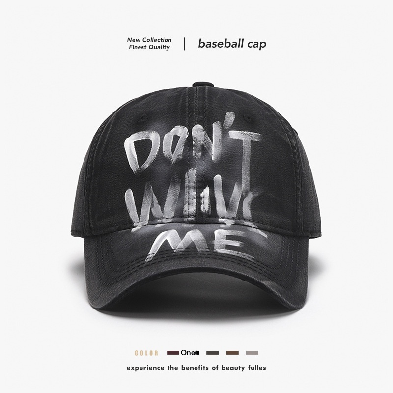 Tor Zur Wildnis Black Letter Soft Top Cross-Border Men's Large Head Circumference Baseball Cap Personality Women's Versatile Breathable_voghion.com