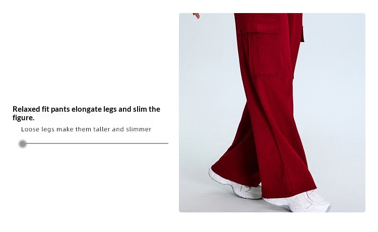 Damen Cargo Yoga Hose Locker Lässig Elastischer Bund Gerader Schnitt_voghion.com