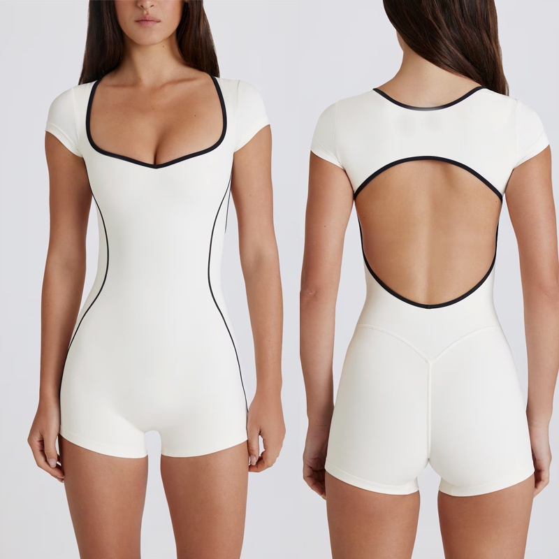 Yoga Jumpsuit With Square Neck And Backless Design For Training_voghion.com